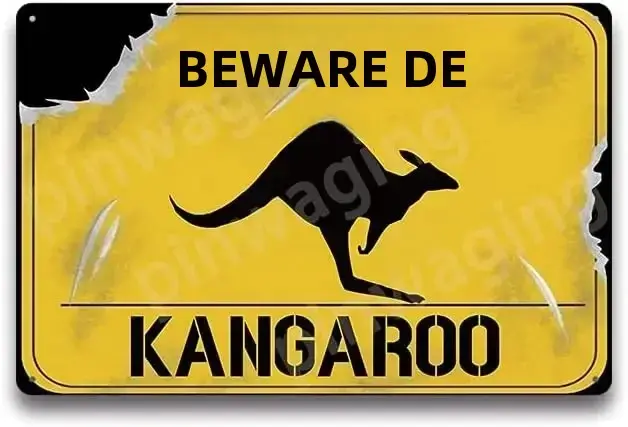 Cartel De Decoración Para El Hogar 'Beware of Kangaroo' 8x12 Pulgadas Art Sign Vintage Aleación Retro De Aluminio (Cartel Amarillo De Tin) - 1