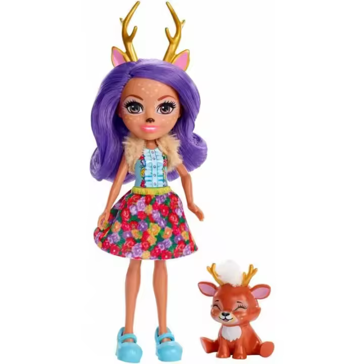 Mattel Enchantimals Muñeca Danessa Deer y Sprint con Detalles Florales y de Piel - 1