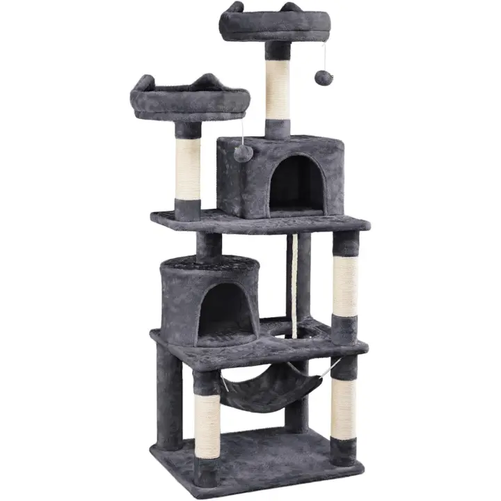 Rascador para Gatos de 158 cm Grande Arbol para Gatos Adultos Torre de Gatos Casita Juego para Mascota Gris Oscuro - 1