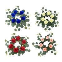 Anillo De Vela De Pilar Con Rosas Artificiales Para Adornos De Fiesta Aniversario Comedor Navidad Regalo De Festivales Decoración Rustica - details 1