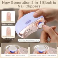 Cortaúñas eléctrico, cortaúñas eléctrico 2 en 1, pulidor automático de uñas con luz LED y almacenamiento de restos de uñas, recortador automático de uñas para niños, adultos y personas mayores (morado - details 2