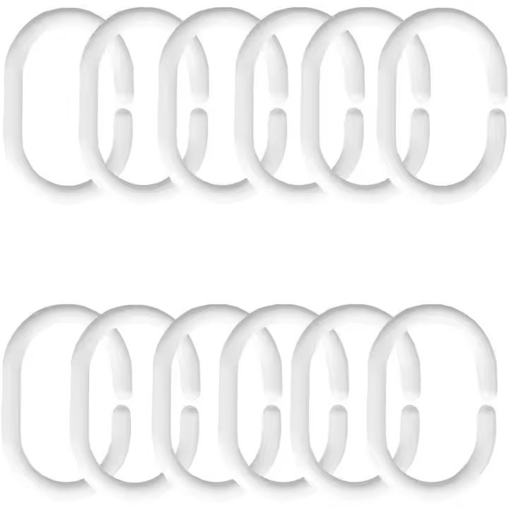 Anillas para Cortina de Ducha, 12 Pcs Anillas de Plástico para Cortinas, Anillos para Cortina de Bañera en Forma de C (Pack 12) - 1