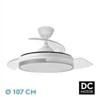 FABRILAMP Ventilador Motor Dc Papiro 59w Blanco/gris 3aspas desplegables,6velocidades ajustables 107D 6980Lum 3000-4000-6000k,Remot+mem+tempo . Incluye mando a distancia y dos tijas de 10 y 25 centímetro Productos originales calidad de confianza - details 3