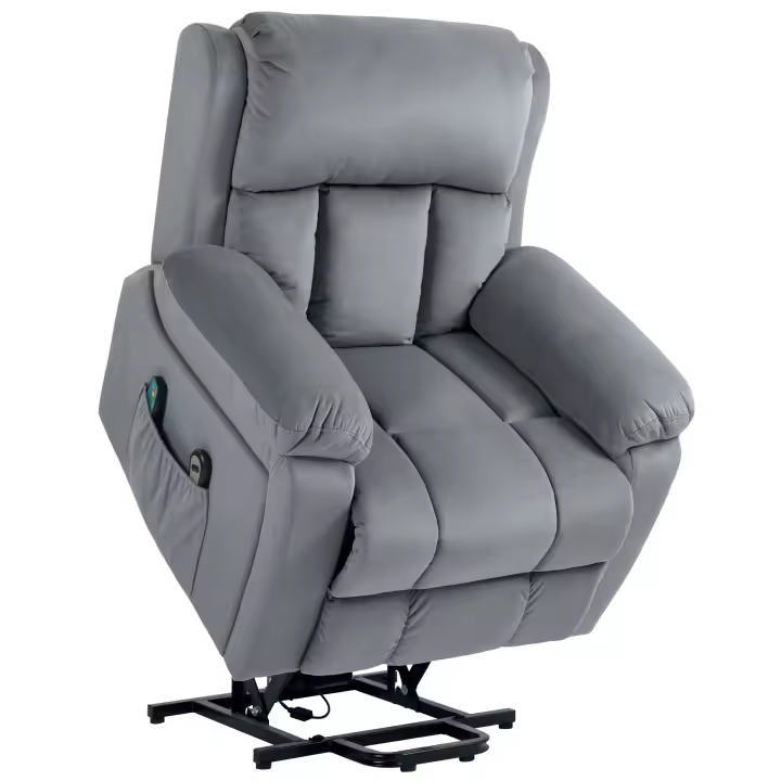 HOMCOM Sillón Relax Levanta Personas Eléctrico Sillón Elevador con 8 Punto de Masaje Sillón Eléctrico Reclinable con Función de Calentamiento Mando a Distancia y Bolsillo Lateral Gris - 1