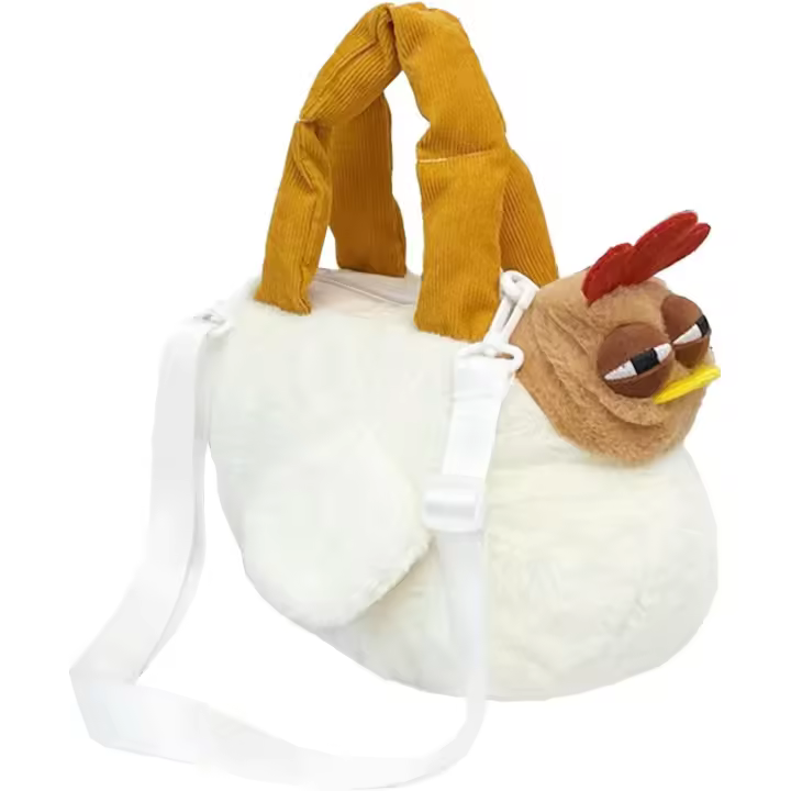 Lindo bolso de felpa suave, bolso de mano para niñas y mujeres, bolso de gallina adormilado novedoso y divertido para regalo de mujer - 1