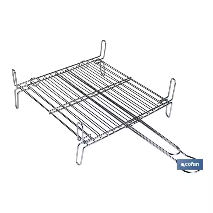 Parrilla Doble Reversible Cofan | Varillas Zincadas | Mango con Cierre de Seguridad | Altura de Patas 7 Cm - 1