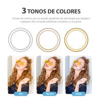 LIFA Trípode de 2.1m y aro de luz led de 3 colores de 30cm/12''  regulable ara selfie, fotografía, maquillaje, streaming Youtube, Tik Tok - details 1