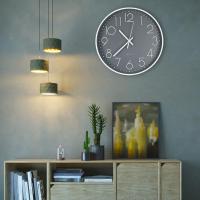 Reloj de cuarzo Silencioso 35cm sin TicTac with Pilas Reloj para Sala de estar dormitorio Oficina Cocina Aula (Gris Blanco) - details 3