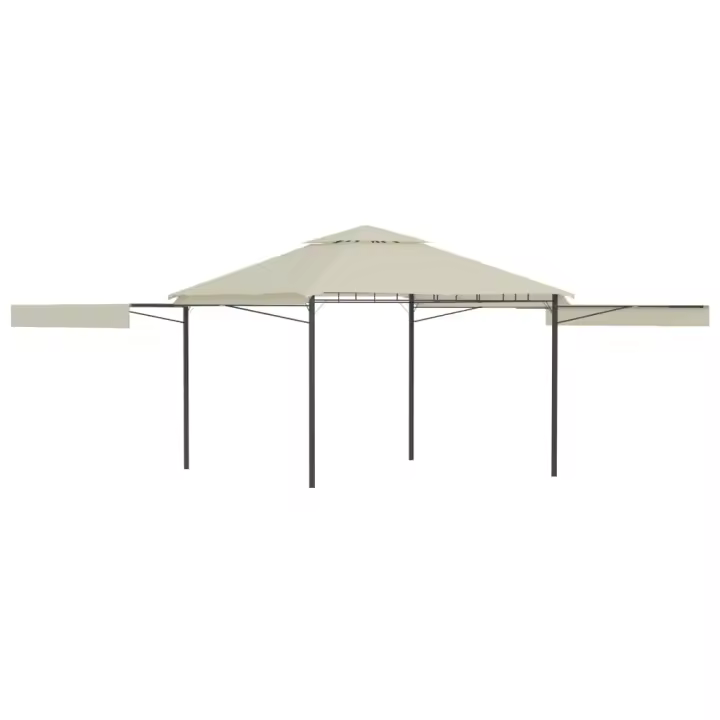vidaXL Cenador con tejado doble extensible crema 3x3x2,75m 180g/m² - 1