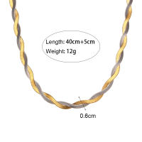 Collar Corto De Acero Inoxidable Herryingbone Bicolor Para Mujer Estilo Trendy Para Fiestas Cadena De Caballo Redonda - details 0