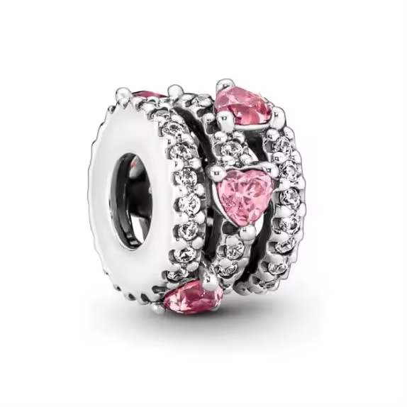 PANDORA Charm CorazonesTriple Halo de Plata y circonitas 791161 C01 TALLA ÚNICA MUJER, Viene con embalaje de Caja de regalo original. - 1