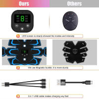 Estimulador De Músculos Abdominales Eléctrico EMS Cinturón Masajeador De Entrenamiento Muscular Recargable Para Fitness - details 5