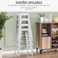 HOMCOM Juego de 4 Taburetes de Bar con Respaldo Alto Silla de Comedor de Metal con Reposapiés para Comedor Carga 120 kg 44x46x116 cm Gris Plata - details 2