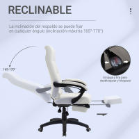 Vinsetto Silla de Oficina Ergonómica Silla de Escritorio Giratoria con Altura Ajustable Función de Inclinación Reposabrazos y Reposapiés Piel Sintética 65x65x118-125 cm - details 4
