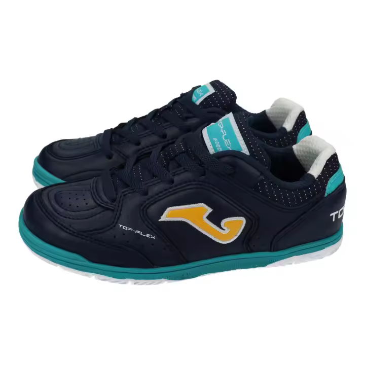 Zapatillas marca JOMA para niño en color marino. Zapatillas fútbol sala niño Joma Top Flex JR, suela antideslizante y refuerzos resistentes para indoor - 1