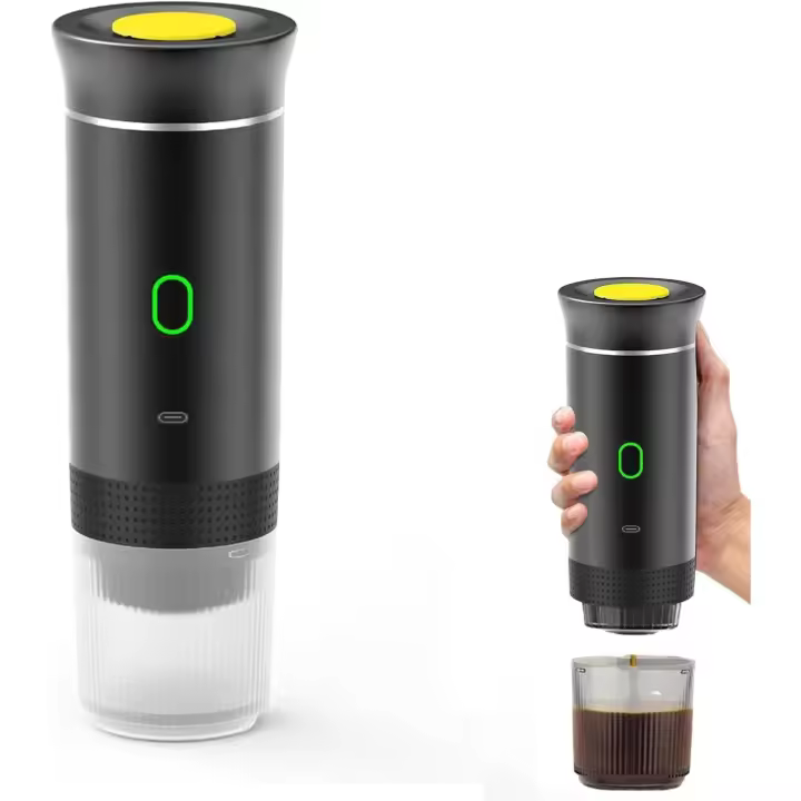 Cafetera espresso portátil, cafetera Eléctrica, automática, autocalentable, máquina de Café Expreso de viaje, 60 ml, para café molido, cápsula Nespresso, camping, Coche, caravana, senderismo, Oficina - 1