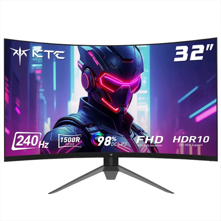 KTC Monitor Gaming Curvo 32 Pulgadas H32S17F, 240Hz, FHD 1920*1080 Screen, 3ms, Freesync & G-sync, HVA 1500R Sin Marco, 125% sRGB, Pantalla de reducción de luz Azul, VESA DP1.4/HDMI 2.0 USB2.0, For FPS MOBA RPG MMO RTS Gaming - 1