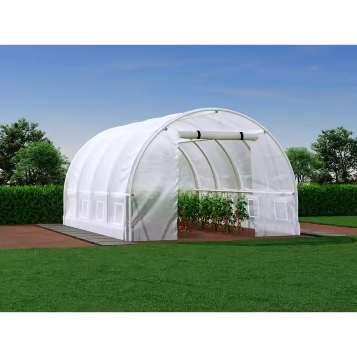 Vente-unique - Invernadero tipo túnel con estructura de acero 12 m² - L300 x l400 x Alt. 200 cm - Blanco - IPOMEA - 1