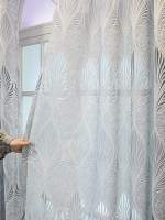 Cortinas De Living Gris Con Patrón De Hojas Perforadas Para Decoración, Cortinas Blackout Material 100% Poliéster Estilo Europeo - details 6