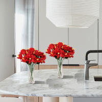 XIYA FLOWER Bouquet De Hibisco Artificial Rojo Y Blanco Plantas Artificiales Material PE Decoración Para Fiestas Y Hogar - details 3