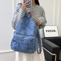 Mochila Vintage Para Mujer De Denim Con Gran Capacidad Y Correa Ajustable Mochila Portátil Diaria Para La Vida Diaria - details 10