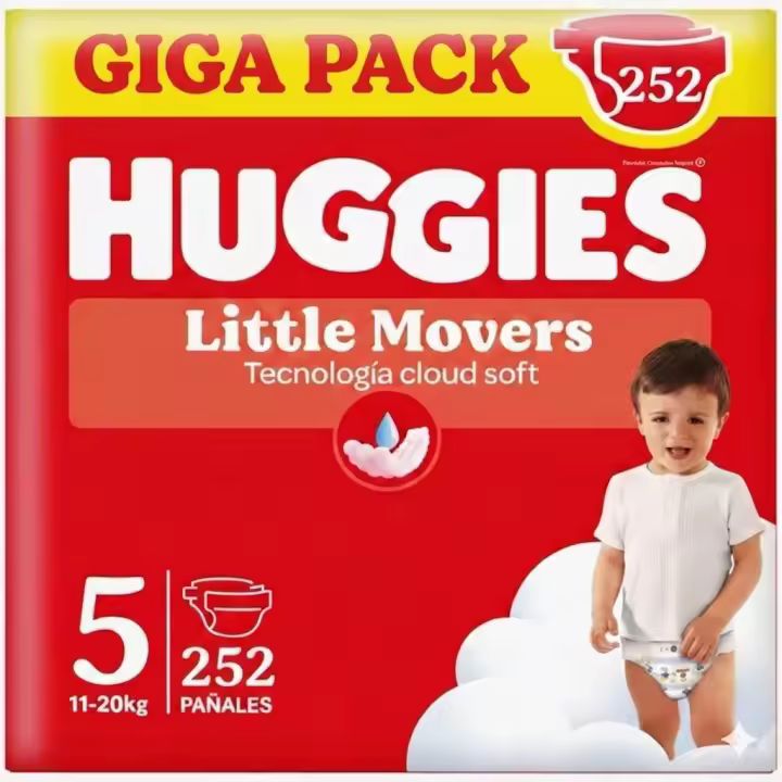 Huggies Little Movers - Ultra Comfort Pañales para Bebé, Tallas 3,4,5 y 6. Cintura Flexible, Elástica y Suave, Efecto Anti-Humedad, Mantiene al Bebé Seco hasta 12 horas, Comodidad para la piel 24/7, Diseños Disney. - 1
