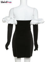 Vestido De Veludo Sin Espalda Para Mujer Con Guantes Nublados Bodycon Elástico Romántico Francesa Para Fiesta De Cumpleaños Vacaciones Streetwear - details 6