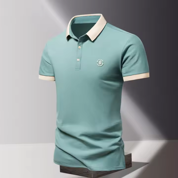 Camisa POLO Para Hombre Verano Moda Seda De Hielo Secado Rápido Manga Corta T-shirt Color Sólido Suelta Collar De Negocios Algodón Puro Top - 1