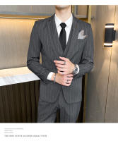 Traje De Tres Piezas Para Hombre (blazer+ Chaleco + Pantalones) Estilo Casual Elegante Con Rayas Adaptado a Todas Las Estaciones Vestimenta Adecuada Para Bodas Y Negocios - details 5