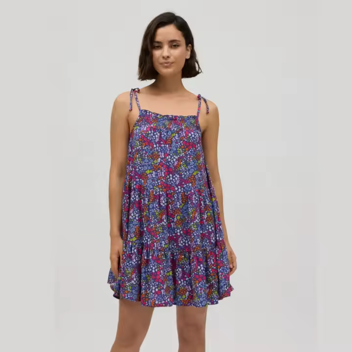 Ysabel Mora - Vestido corto tirantes anudados estampado floral - 1