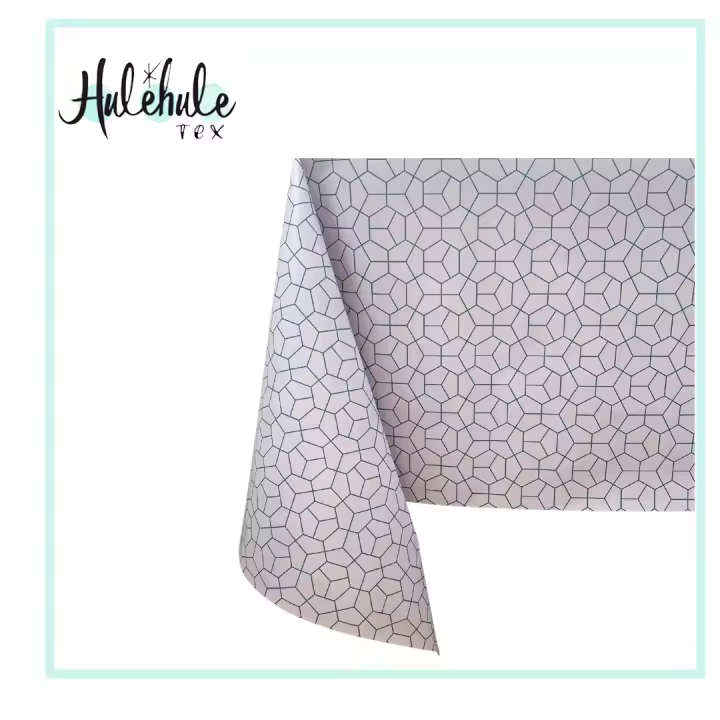 Mantel Hulehule Tex - Hule PVC Estampado Tribal Azul y Blanco Impermeable Resistente a Manchas Fácil de Limpiar - 1