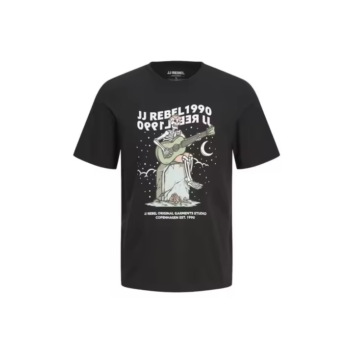 JJ REBEL Camiseta Hombre Jrebskull Tee SS Crew Neck Calavera Show Black Negro - 1