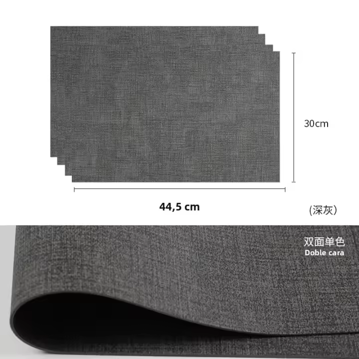 Juego De 4 Tapetes De Estilo Tela En PVC Sintético Blanco Lujo Impermeable Para Cocina Forma Rectangular Decoración De Mesa - 1