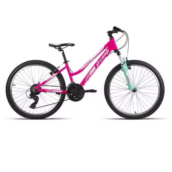 BICICLETA JL-WENTI 24" ALUM SHIMANO SUSP D/MANDO 21V ROSA-VERDE - 1