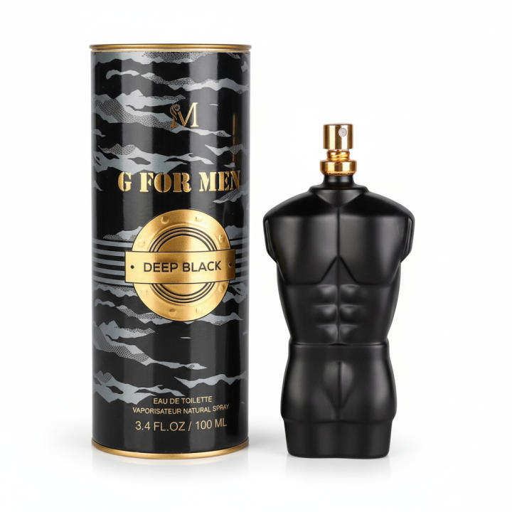 Perfume masculino G For Men Deep Black Eau de Toilette, fragancia intensa y envolvente con un aroma profundo y moderno, ideal para el uso diario o momentos especiales. Presentado en frasco original con estuche. 🚚 Envíos a España 24/48 horas.