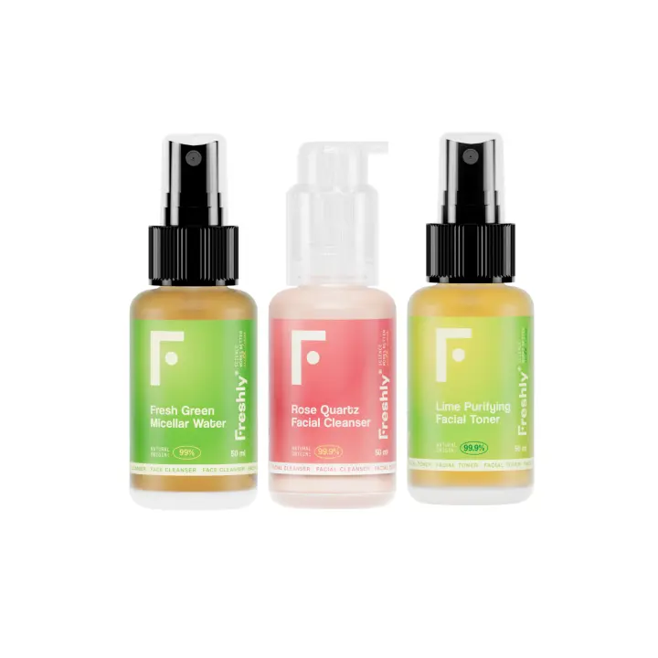 Freshly Cosmetics - Rutina de limpieza facial formato viaje Mini Cleanser Trio - 1
