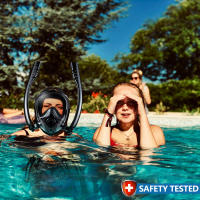 Máscara de snorkel de doble tubo totalmente seca, antiasfixia, antiempañamiento, integrada, de alta definición, con amplio campo de visión. - details 8