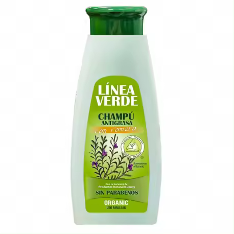 LINEA VERDE -  Champú Antigrasa con Romero 400 ml, Uso Familiar, sin Parabenos, Anticaspa, Champú Orgánico, Higiene Eficaz, Respeto al Equilibrio Natural del Cabello, - 1