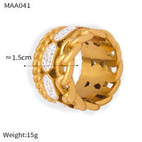Anillo de Maple inoxidable para Mujeres, Diamantes de Agua redondo gruesos, diamantes de Textura irregular, anillo de alta calidad accesorios de moda - details 1