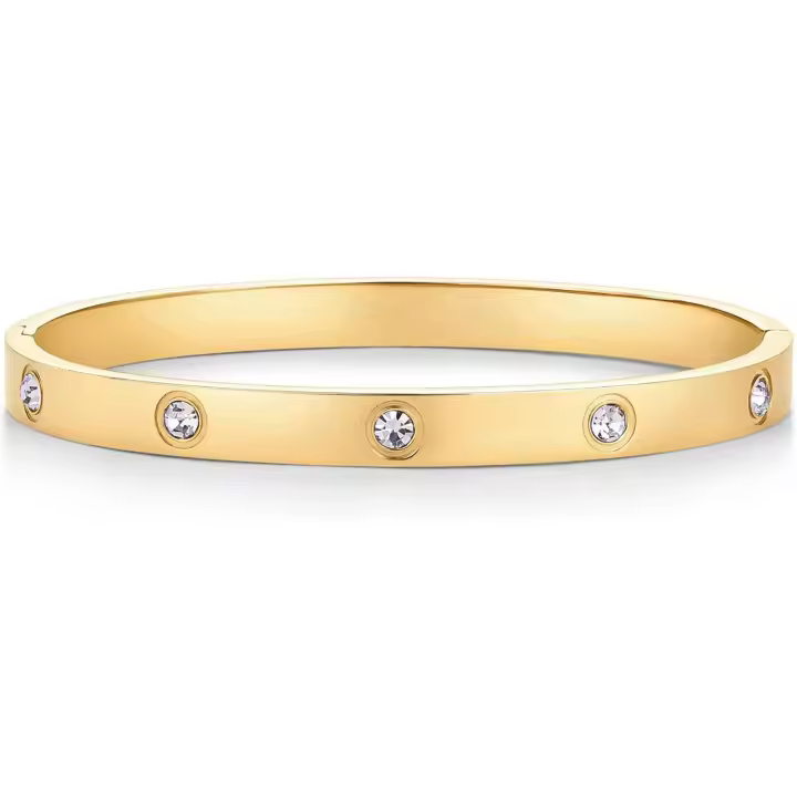 14K Chapado en oro Amor pulsera para las mujeres | impermeable inoxidable Maple cúbico Zirconia with bisagra pulsera Dupe Gold Amarillo 6,5 pulgadas - 1