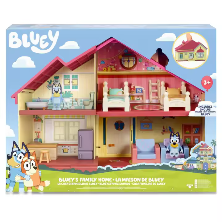 Casa familiar Bluey con dos plantas y diferentes habitaciones, incluye figura Bluey de 6 cm y accesorios  35 cm (Famosa BLY04000) - 1