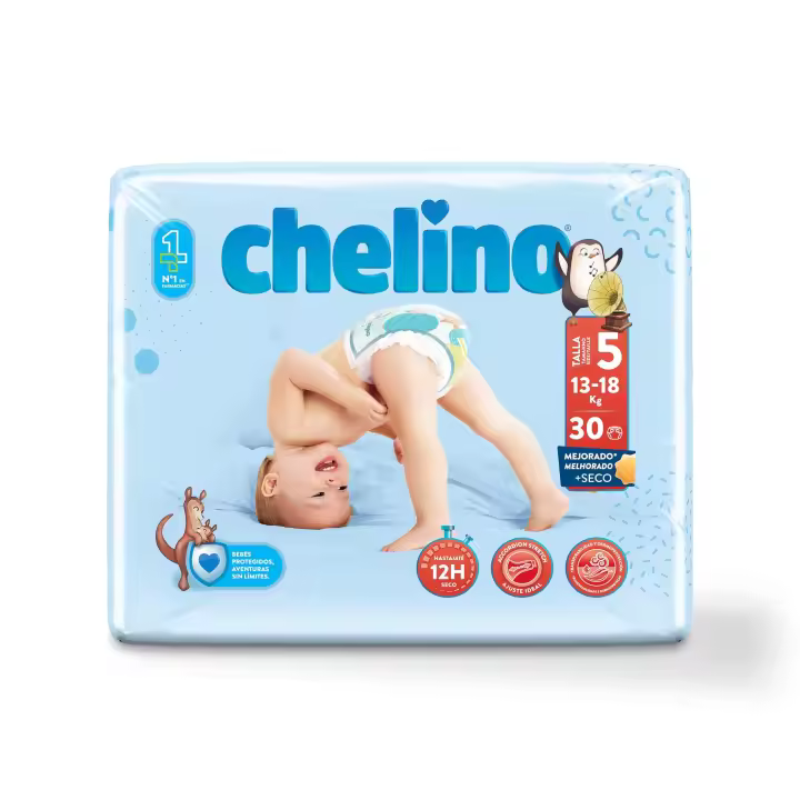 Chelino Pañal Bebé Talla 5 13-18kg hasta 12h Seco 30ud - 1
