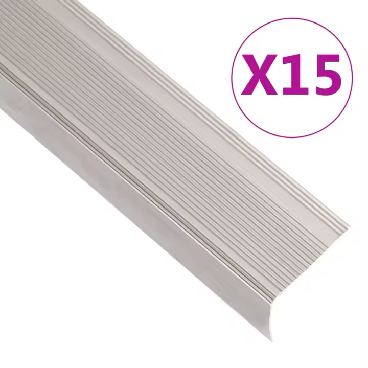 vidaXL Perfiles de peldaños forma de L 15 uds aluminio champán 100 cm - 1