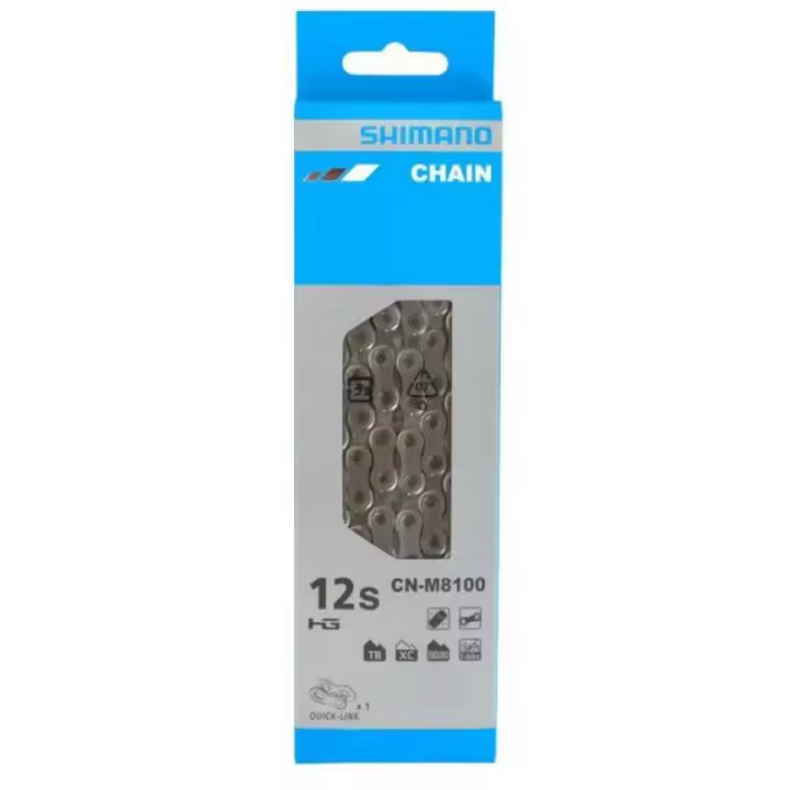 SHIMANO | Cadena Deore XT M8100 12v 138 Eslabones - La cadena Shimano para el grupo M8100 y Ultegra R8100 mejora la retención de la cadena gracias a una parte extendida de la placa interior - 1