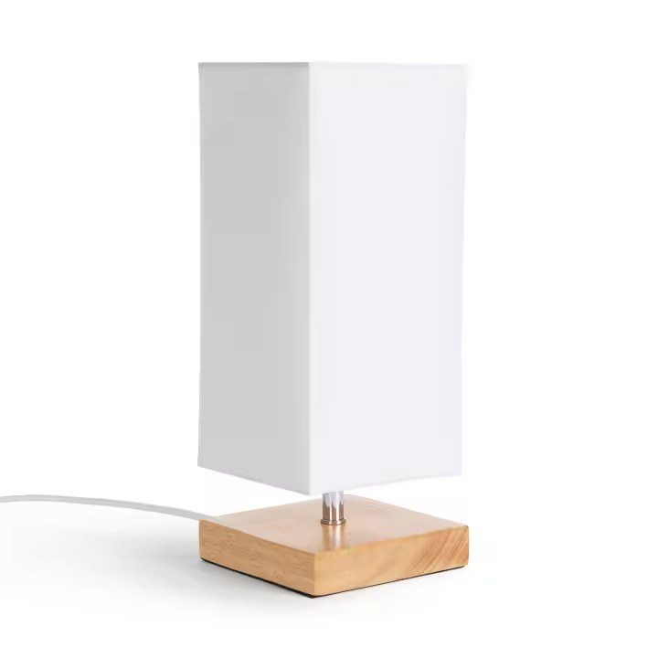 Ledkia Lámpara de Mesa de Madera y Tela Haarle Blanco - 1