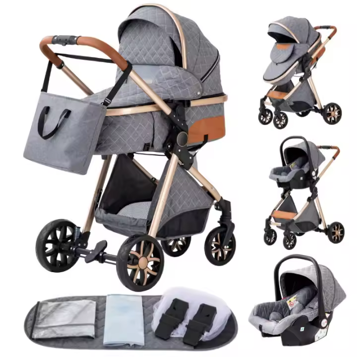 EU Children Store - Cochecito de bebé multifuncional, cochecito de bebé 3 en 1, asiento de seguridad, computadora portátil, estándar de la ue, fácil de doblar, entrega gratuita, gran comodidad en el espacio de accesorios para bebés - 1