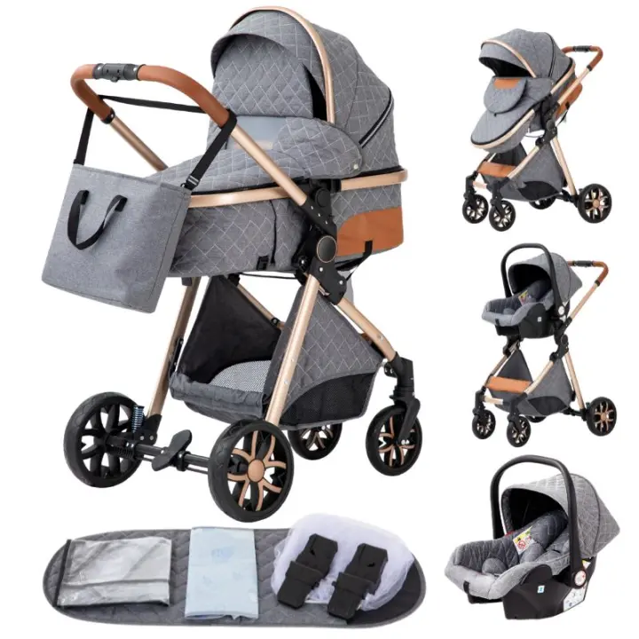 EU Children Store - Cochecito de bebé multifuncional, cochecito de bebé 3 en 1, asiento de seguridad, computadora portátil, estándar de la ue, fácil de doblar, entrega gratuita, gran comodidad en el espacio de accesorios para bebés - 1