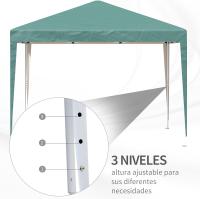 Carpa Plegable Gazebo 3x3 m Cenador Plegable con Altura Ajustable en 3 Niveles Toldo Anti-UV y Bolsa de Transporte para Camping Fiestas Verde - details 1
