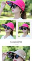 Sombrero De Visera Con Decoración De Flores Y Perlas Para Mujeres Y Niñas Protección UV Plegable Estilo Trendy Para Actividades Al Aire Libre En Verano - details 1