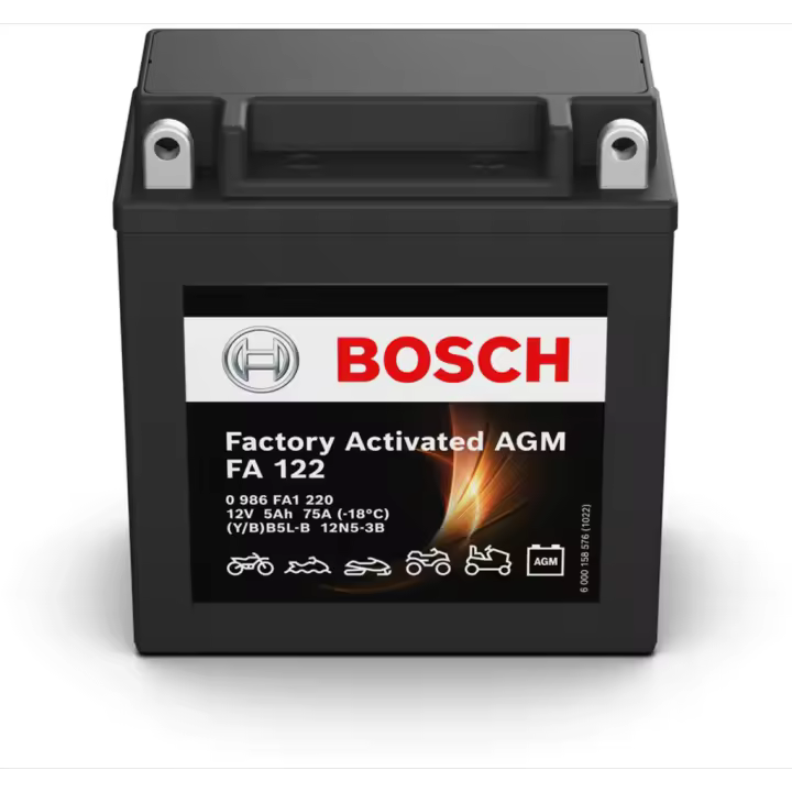 Batería de moto Bosch FA122 - AGM. Tecnología AGM. 12V - 8Ah/75A (EN) - 1